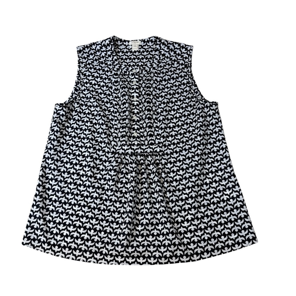 J. Crew Black and White Printed Sleeveless Blouse/ top